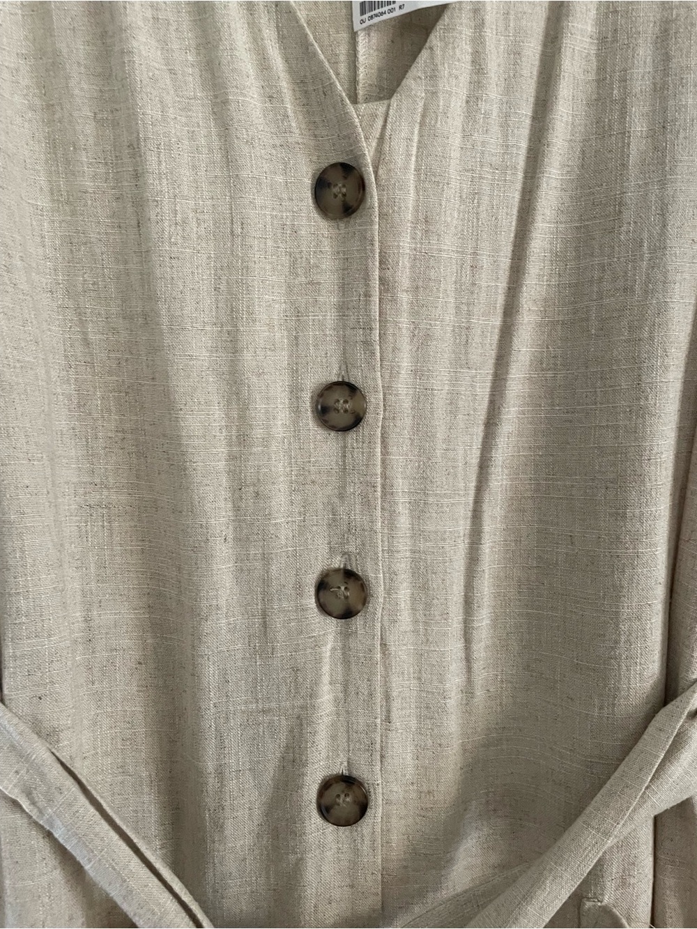 H&M Beige Button-Front Linen Jumpsuit with Tie Belt - Picture 4 of 7